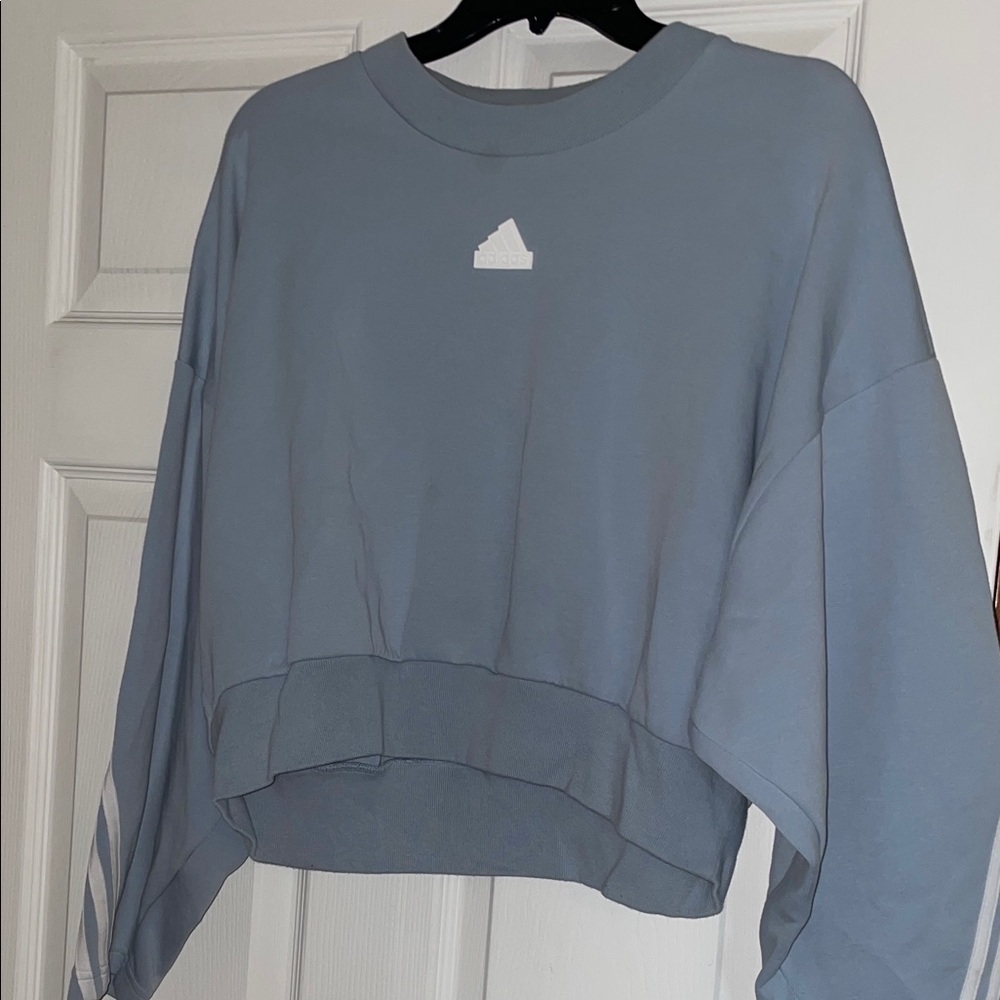 Adidas Women's Gray Cropped Hoodie
